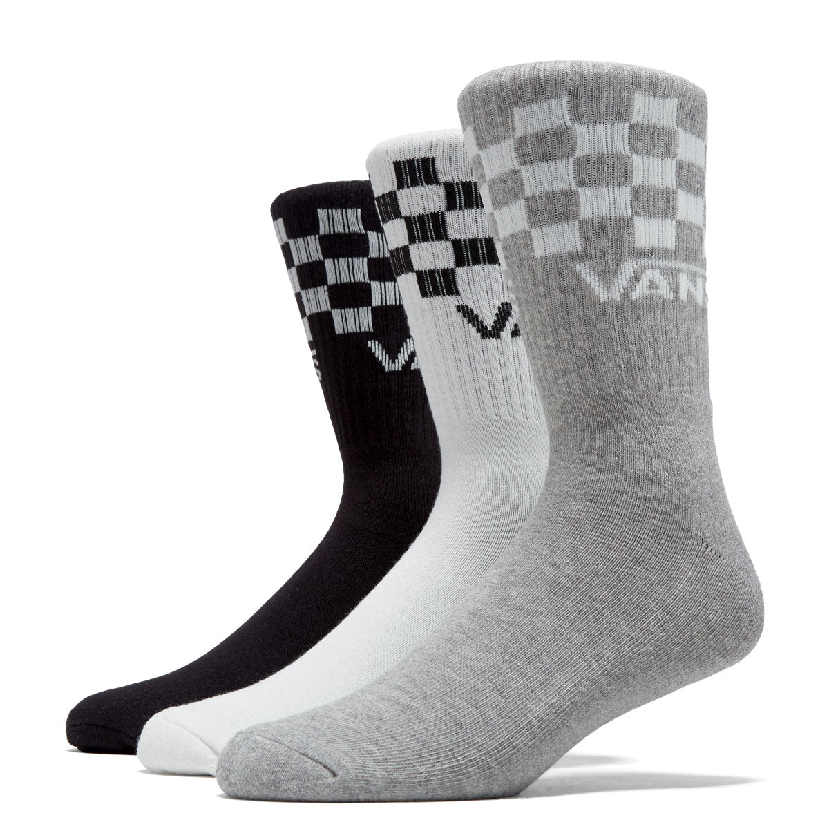 Vans Classic Check Crew 3 Pack Of Socks - Black/White