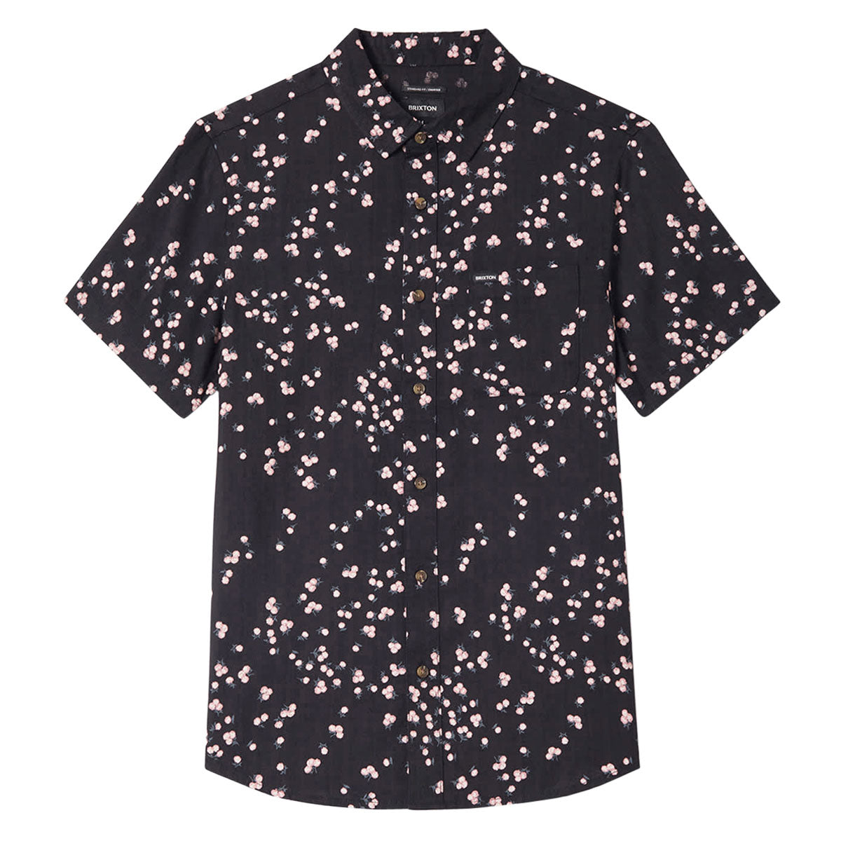 Brixton Charter Slub Shirt - Black/Pink