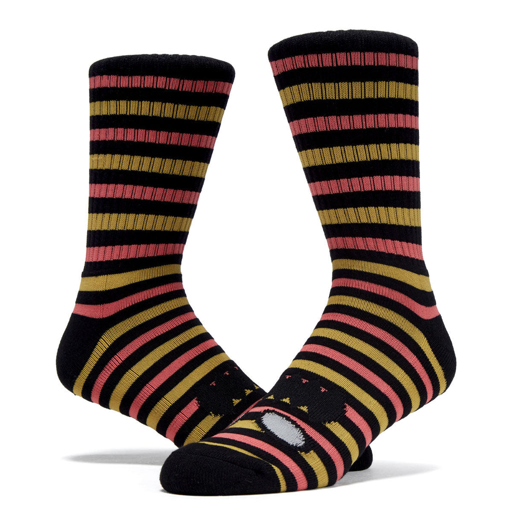 Toy Machine Monster Face Mini Stripes Socks - Black/Mustard