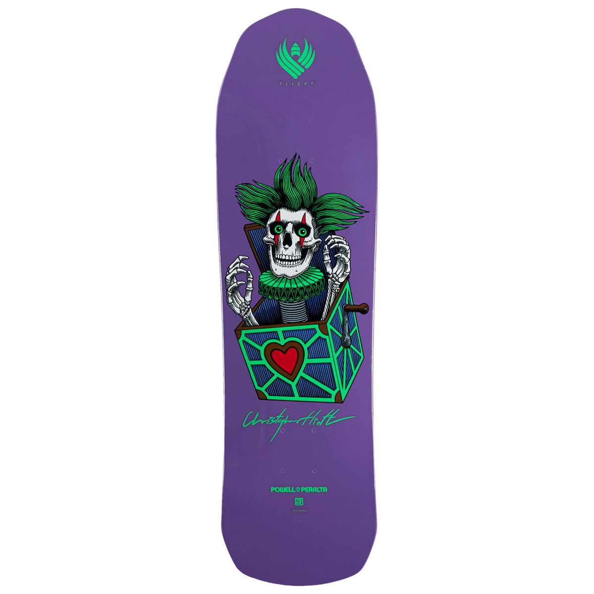 Powell-Peralta FLIGHT Chris Hiett Skull Skateboard Deck - Purple - 8.55"