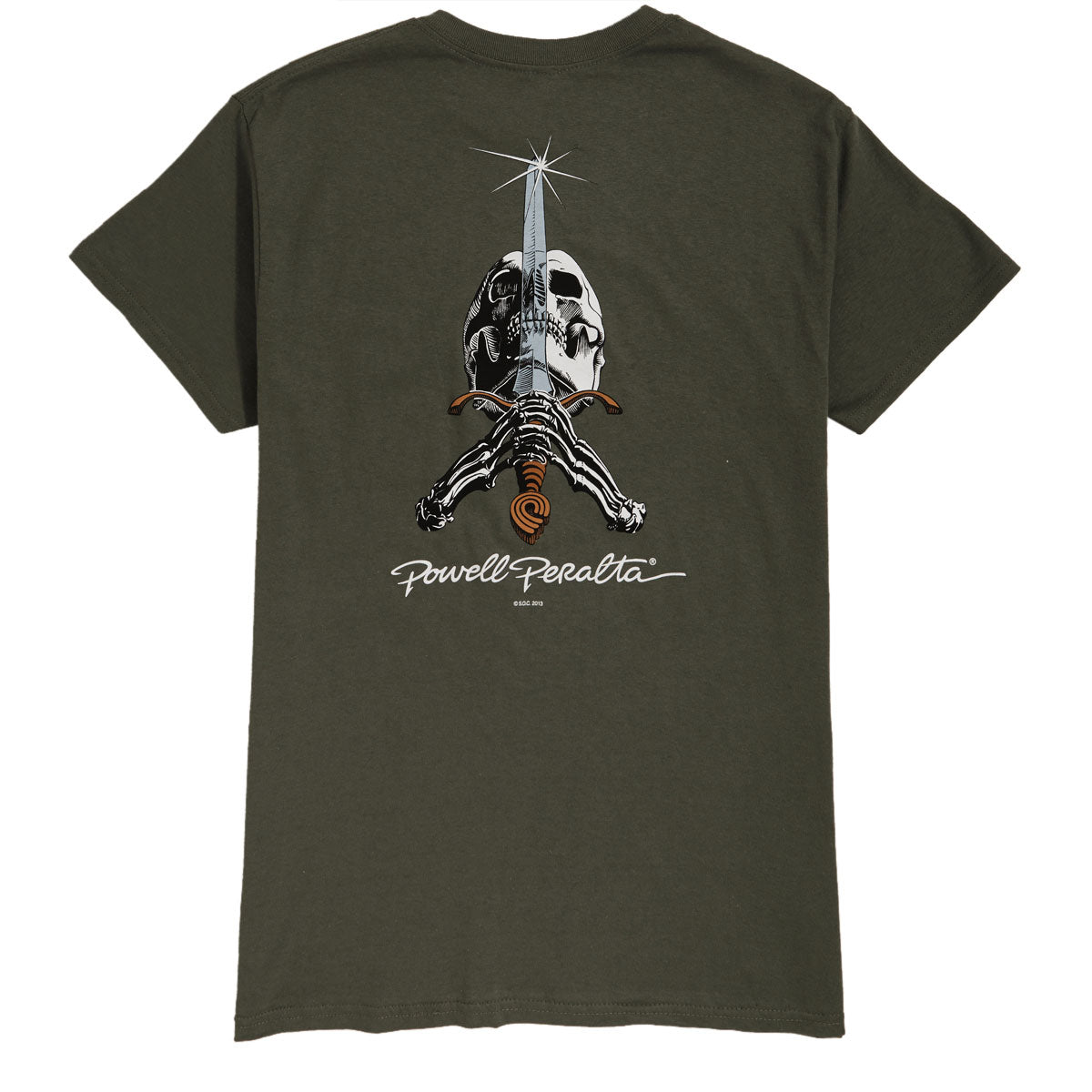 Powell-Peralta Skull And Sword T-Shirt - Military Green II