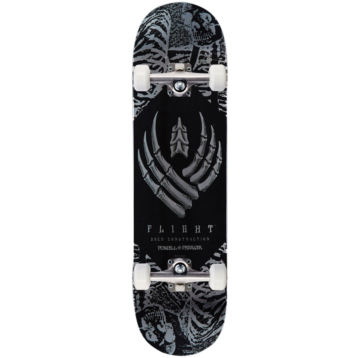 Powell-Peralta Flight Skeleton Skateboard Complete - Silver Foil - 8.25"