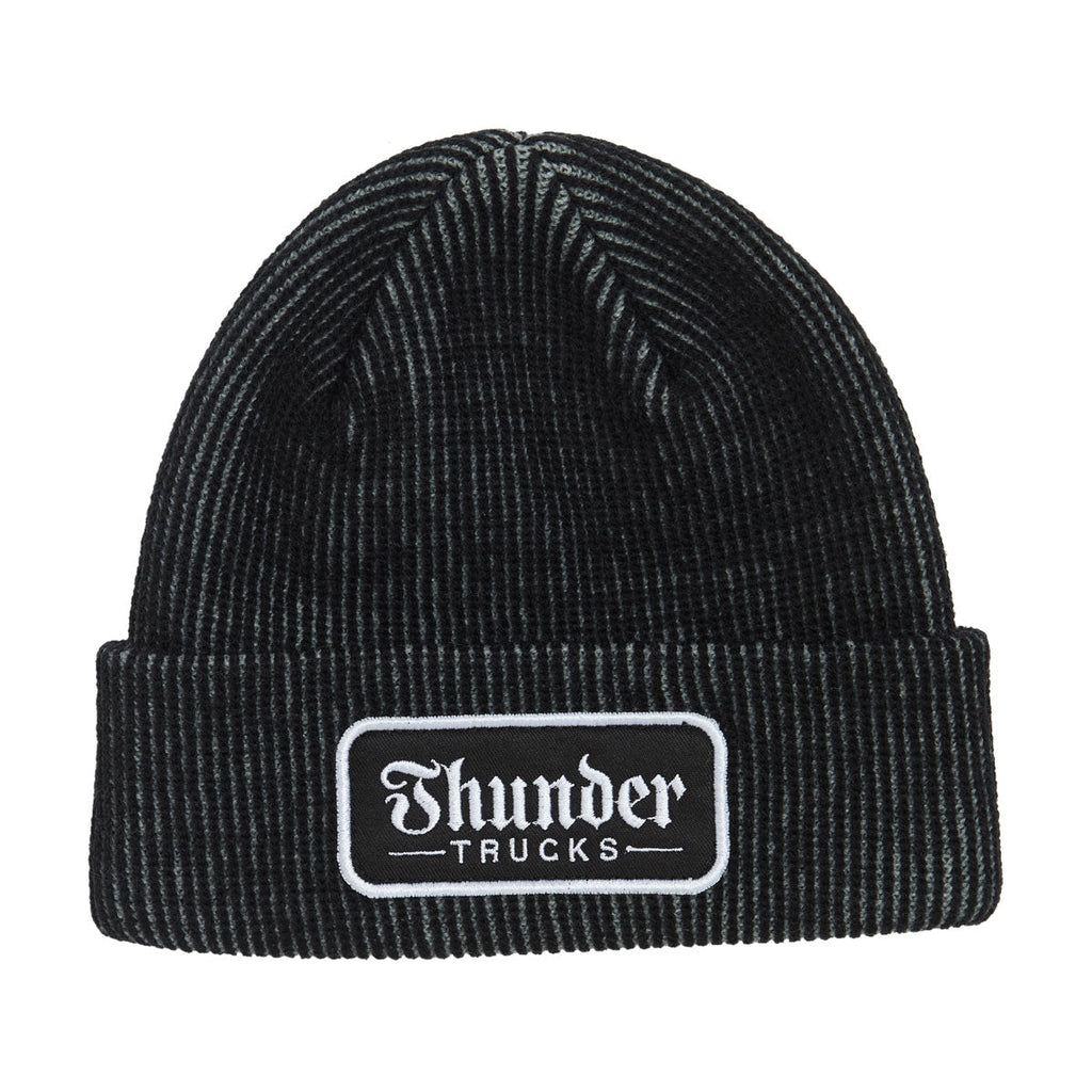 Thunder Script Patch Beanie - Grey/Black/White