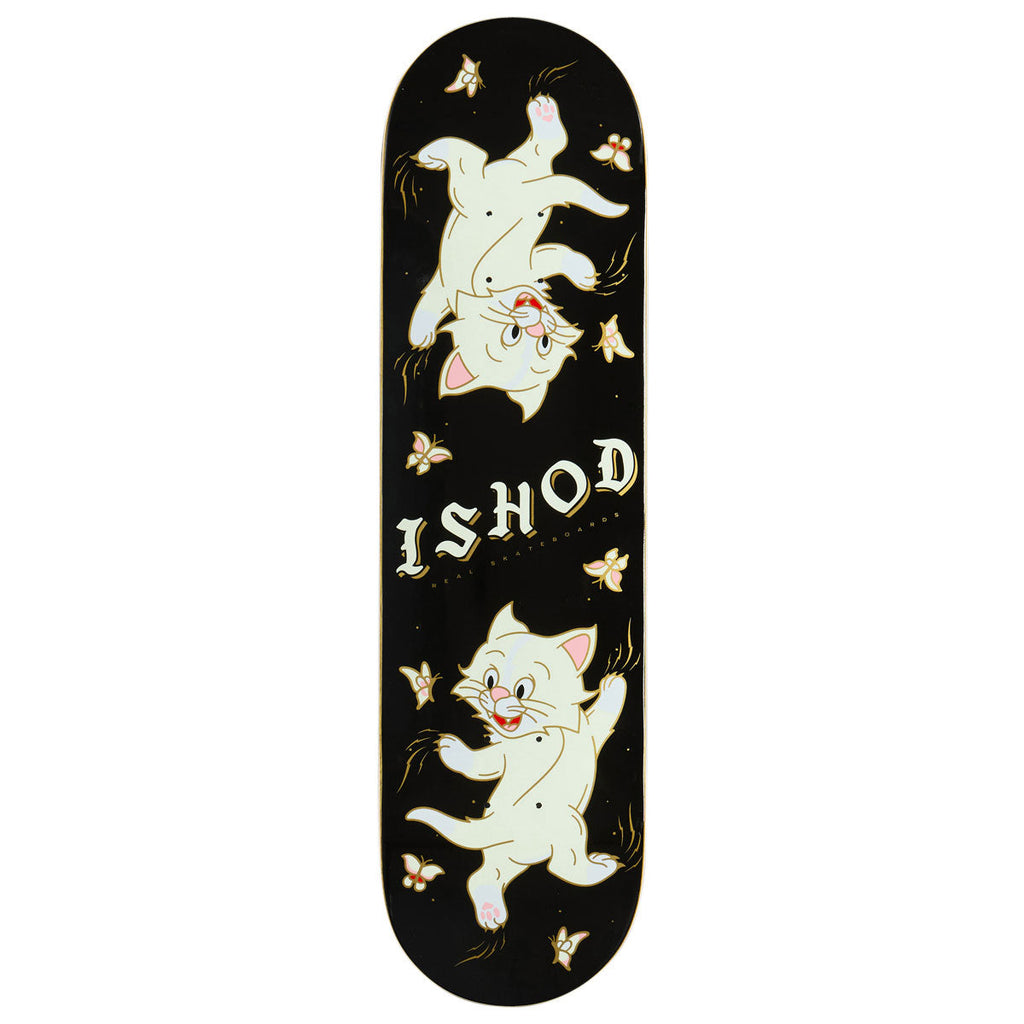 Real Ishod Kitten Scratch Twin Tail Skateboard Deck - Black - 8.50"