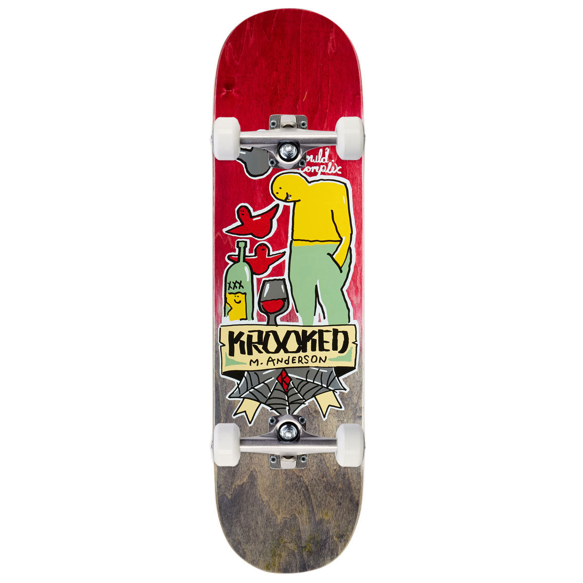 Krooked Manderson Complex Skateboard Complete - Maroon/Black - 8.38"