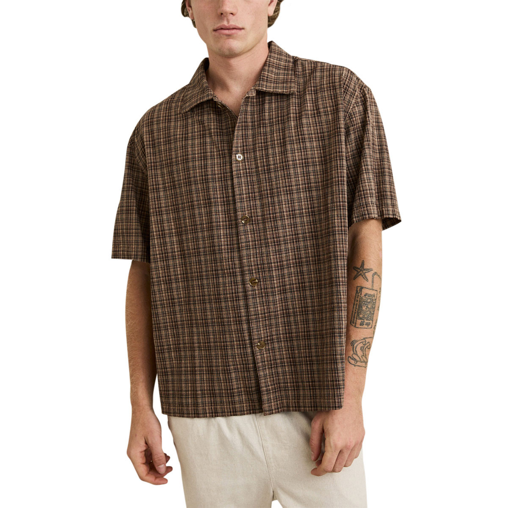 Rhythm Relaxed Brady Check Shirt - Coffee