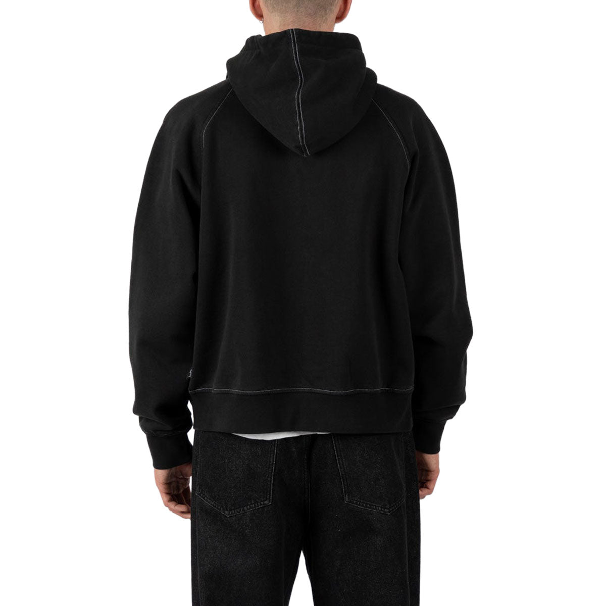 Welcome Kellen Cropped Stud Zip Hoodie - Black/White