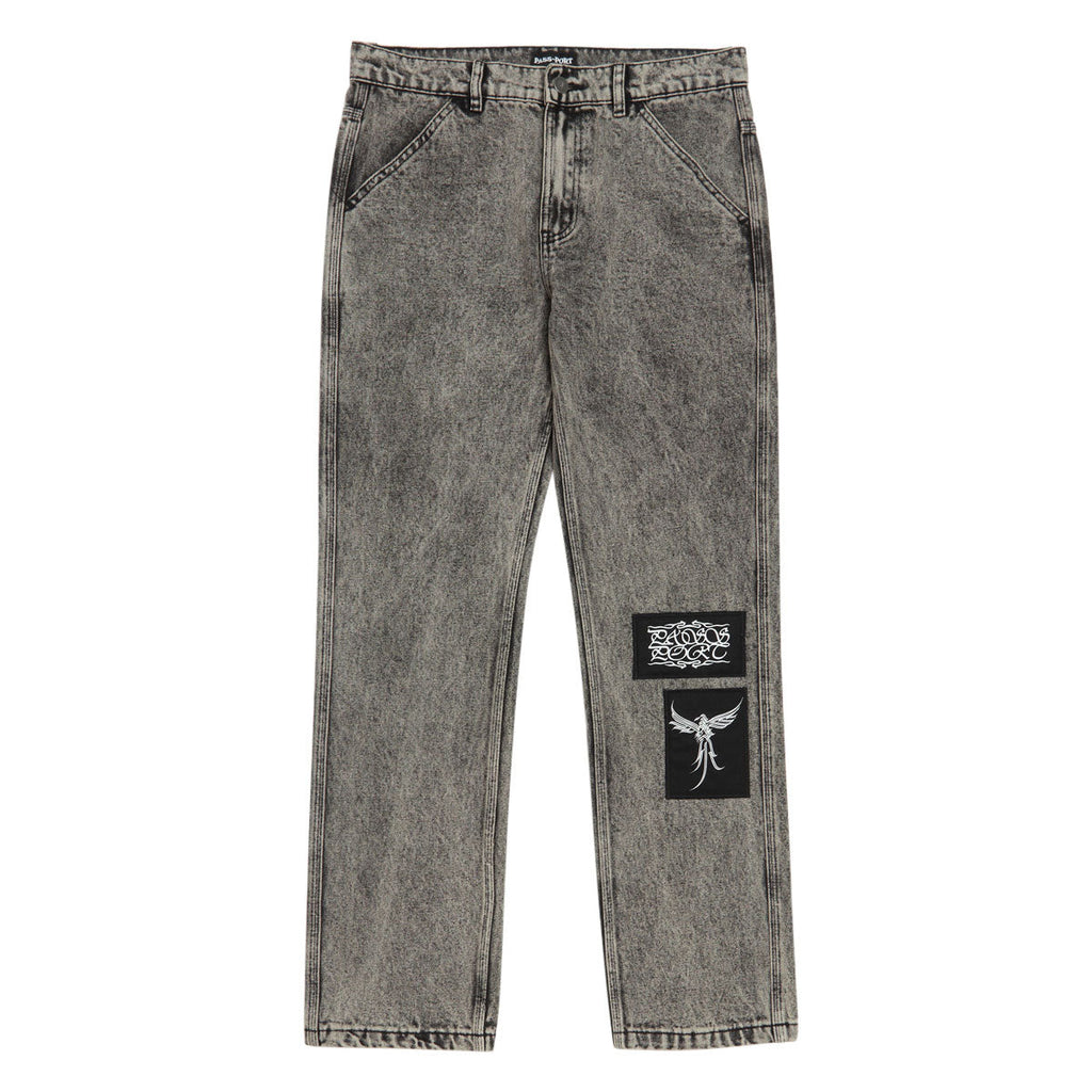 Passport Calligraphy Workers Club Straight Leg Jeans - Acid Grey