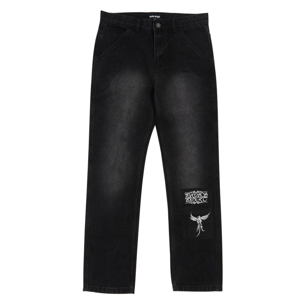 Passport Calligraphy Workers Club Straight Leg Jeans - Faded Wash Black