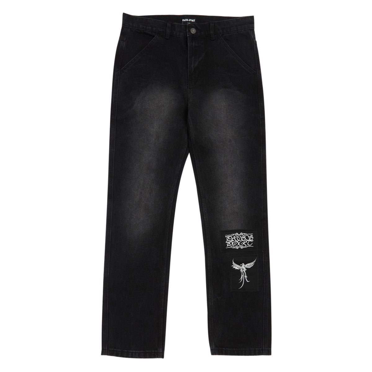 Passport Calligraphy Workers Club Straight Leg Jeans - Faded Wash Black