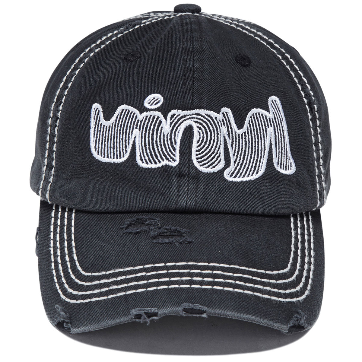 Vinyl Spiral Dad Hat - Distressed Black