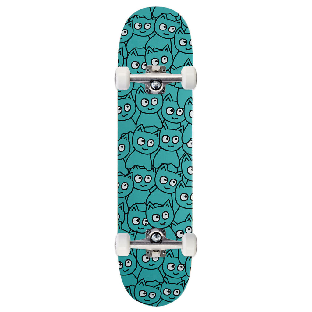 Meow Sticker Pile Skateboard Complete - Teal - 7.00"