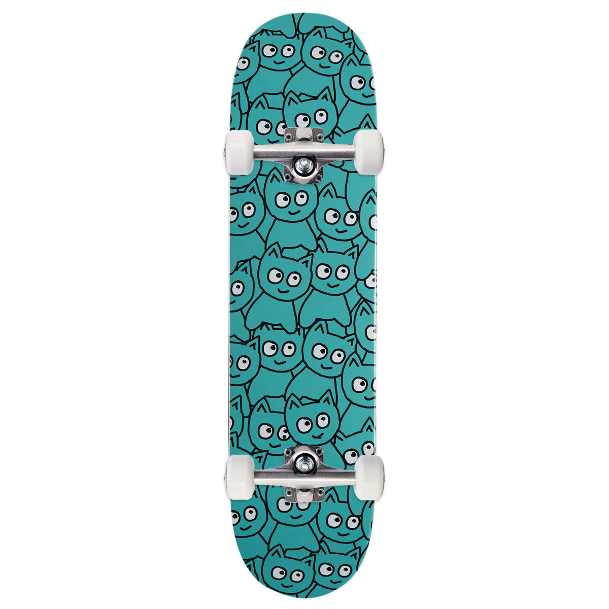 Meow Sticker Pile Skateboard Complete - Teal - 7.00"